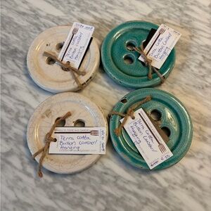 Vintage Farmhouse Style Terra Cotta Button Coasters Set